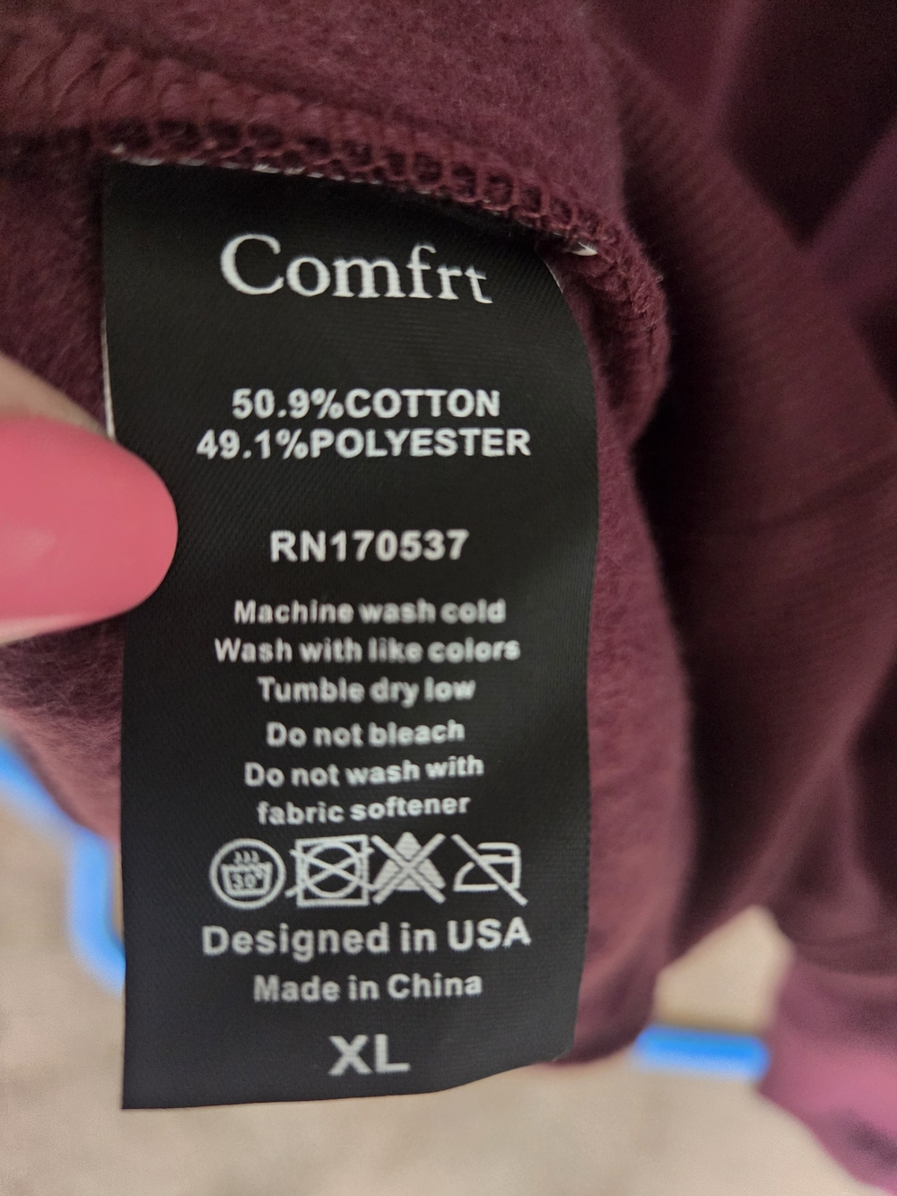 Comfrt Minimalist Hoodie - Maroon - Picture 5 of 7